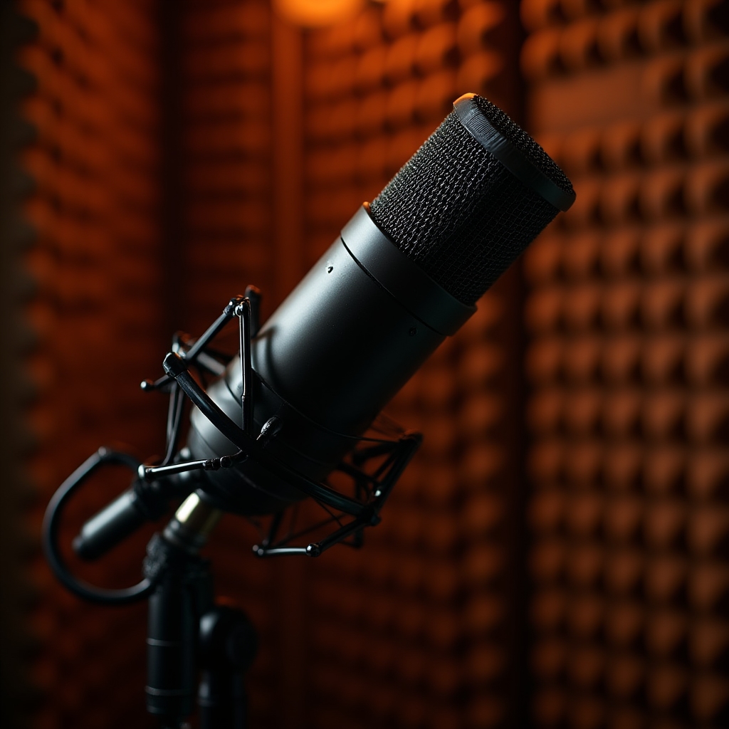 Microfono a condensatore professionale in primo piano